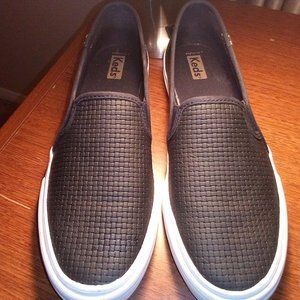 KEDS DOUBLE DECKER SLIP ON, BLACK, 9.5
